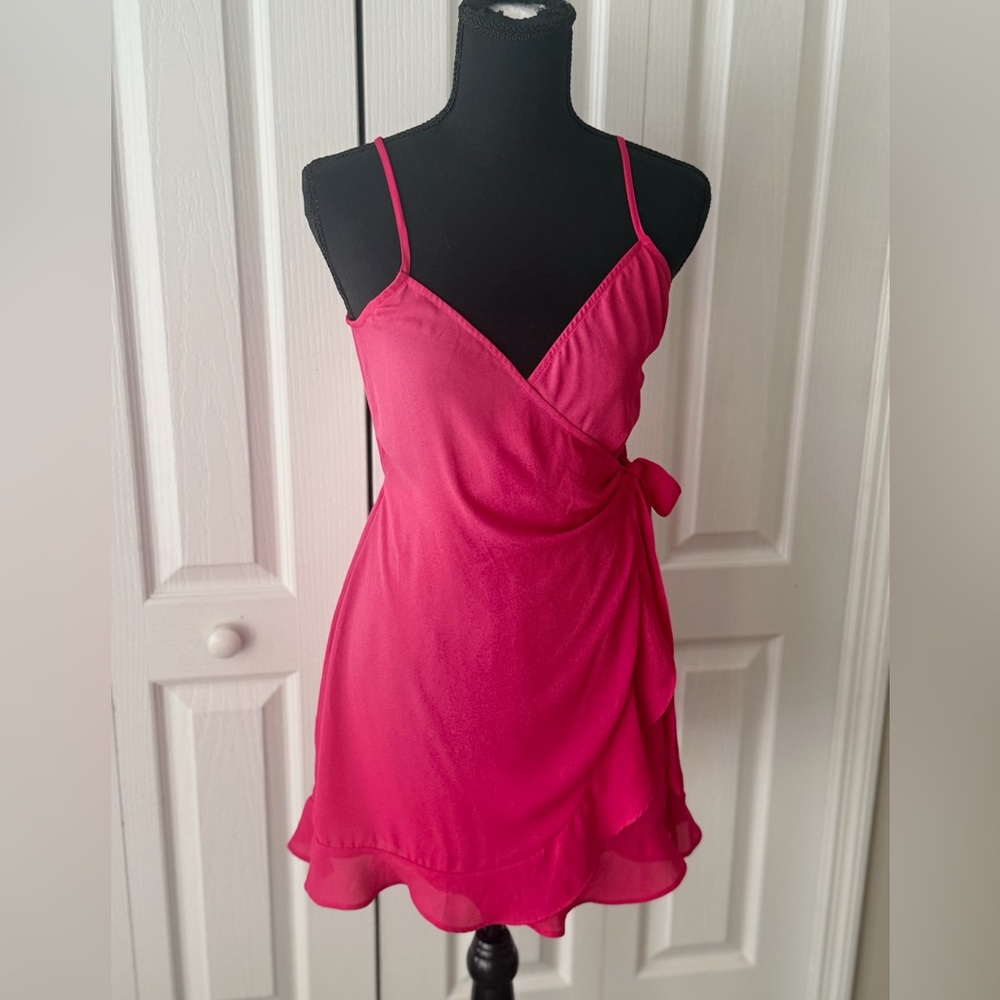 Show Me Your MuMu Hot Pink Wrap Dress, Small